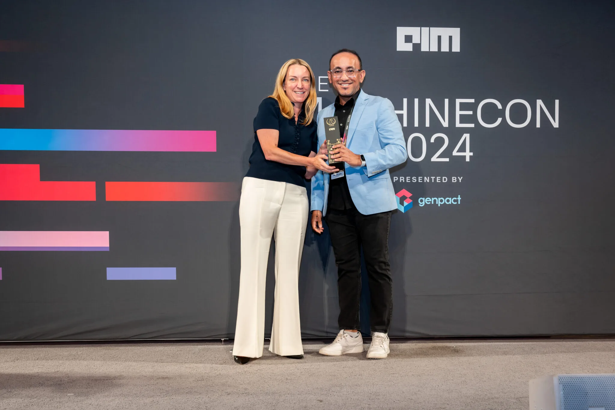 Award presentation on stage at MachineCon New York 2024
