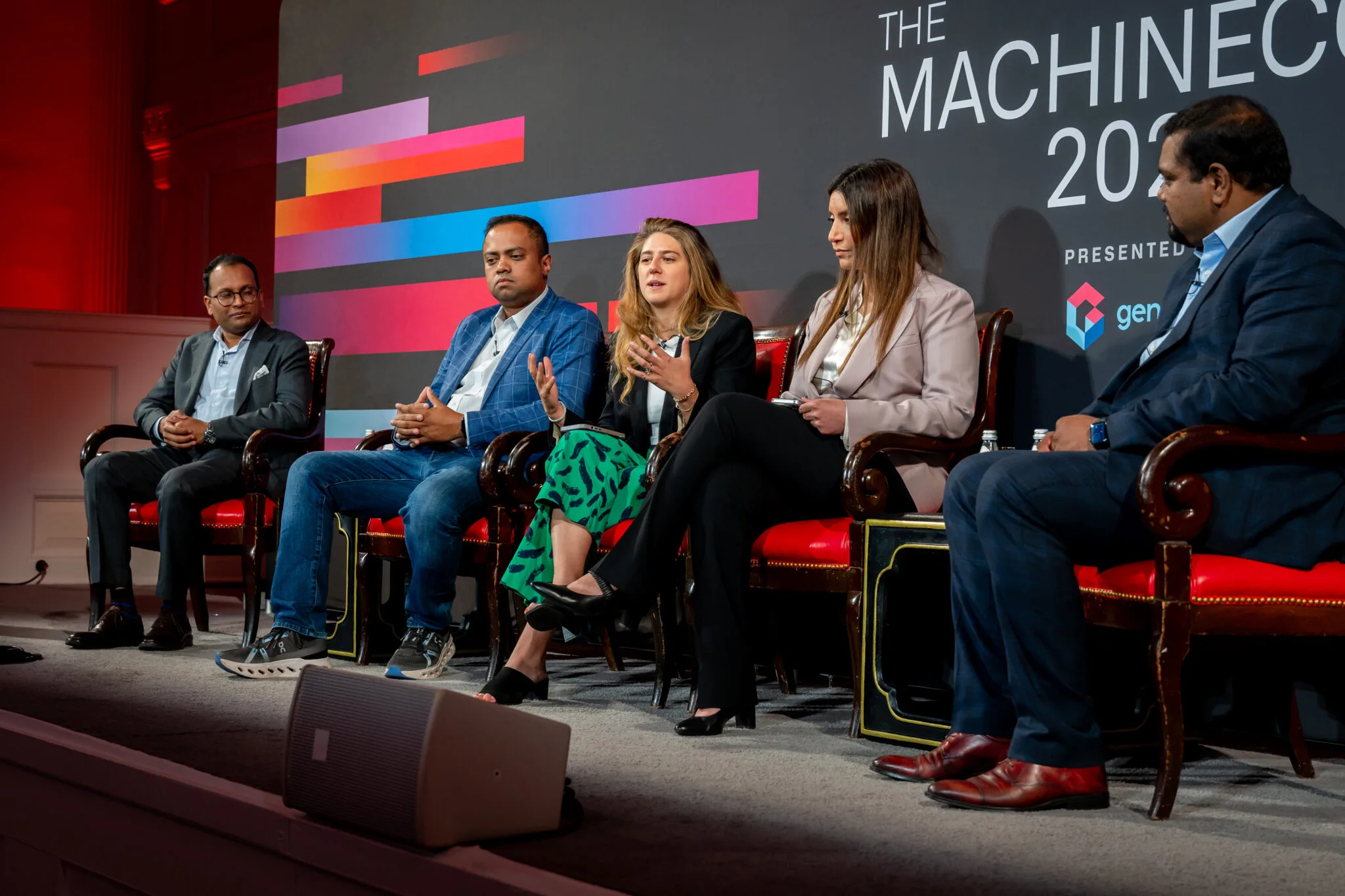 Panel discussion on stage at MachineCon New York 2024