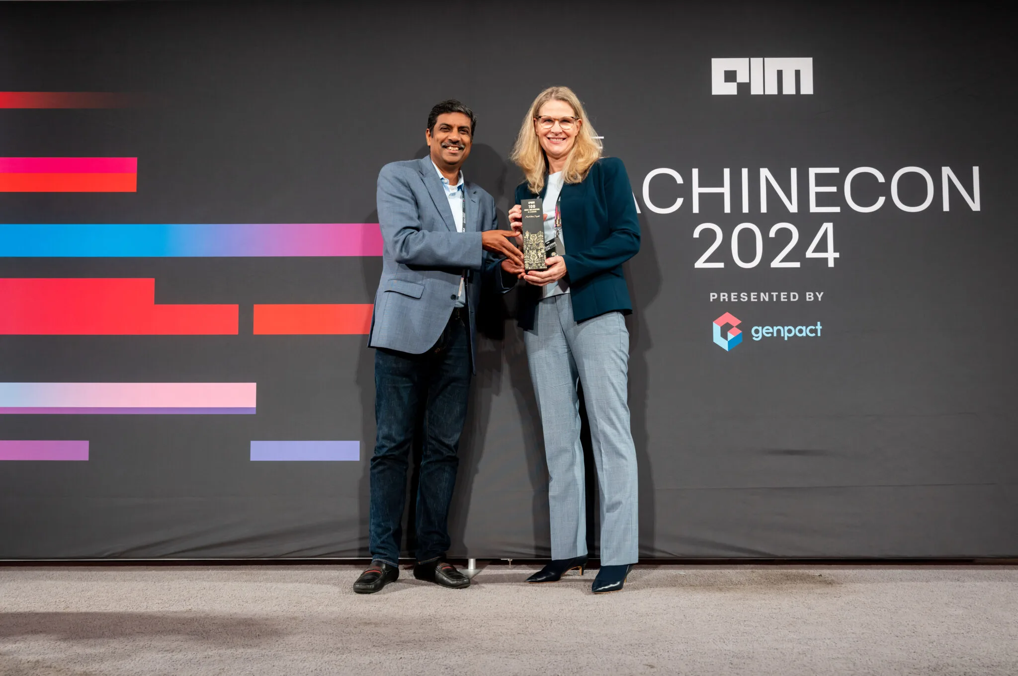 Award presentation on stage at MachineCon New York 2024
