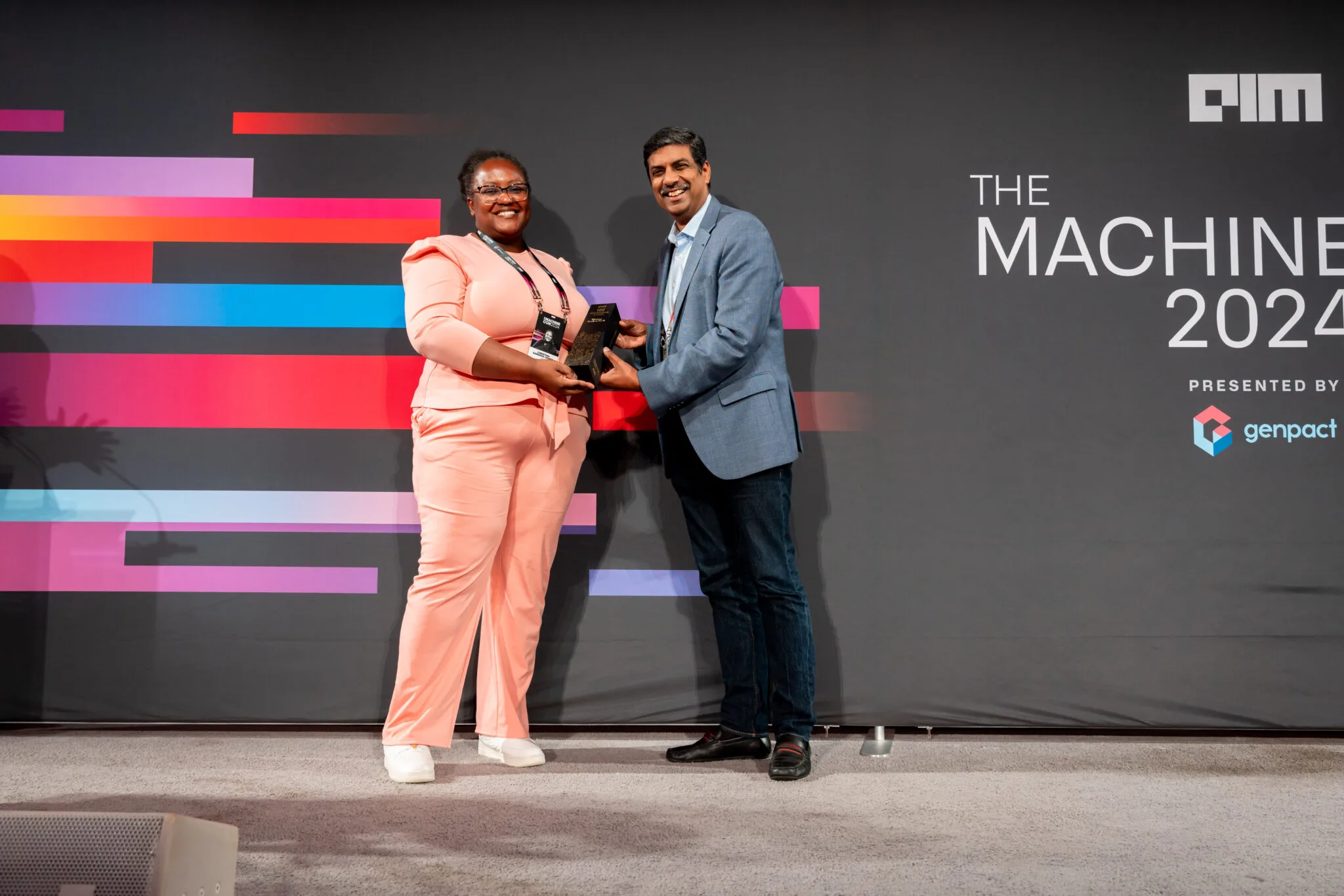 Award presented on stage at MachineCon New York 2024