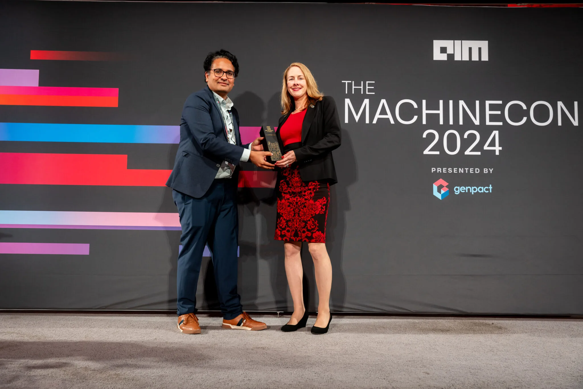Award presentation on stage at MachineCon New York 2024