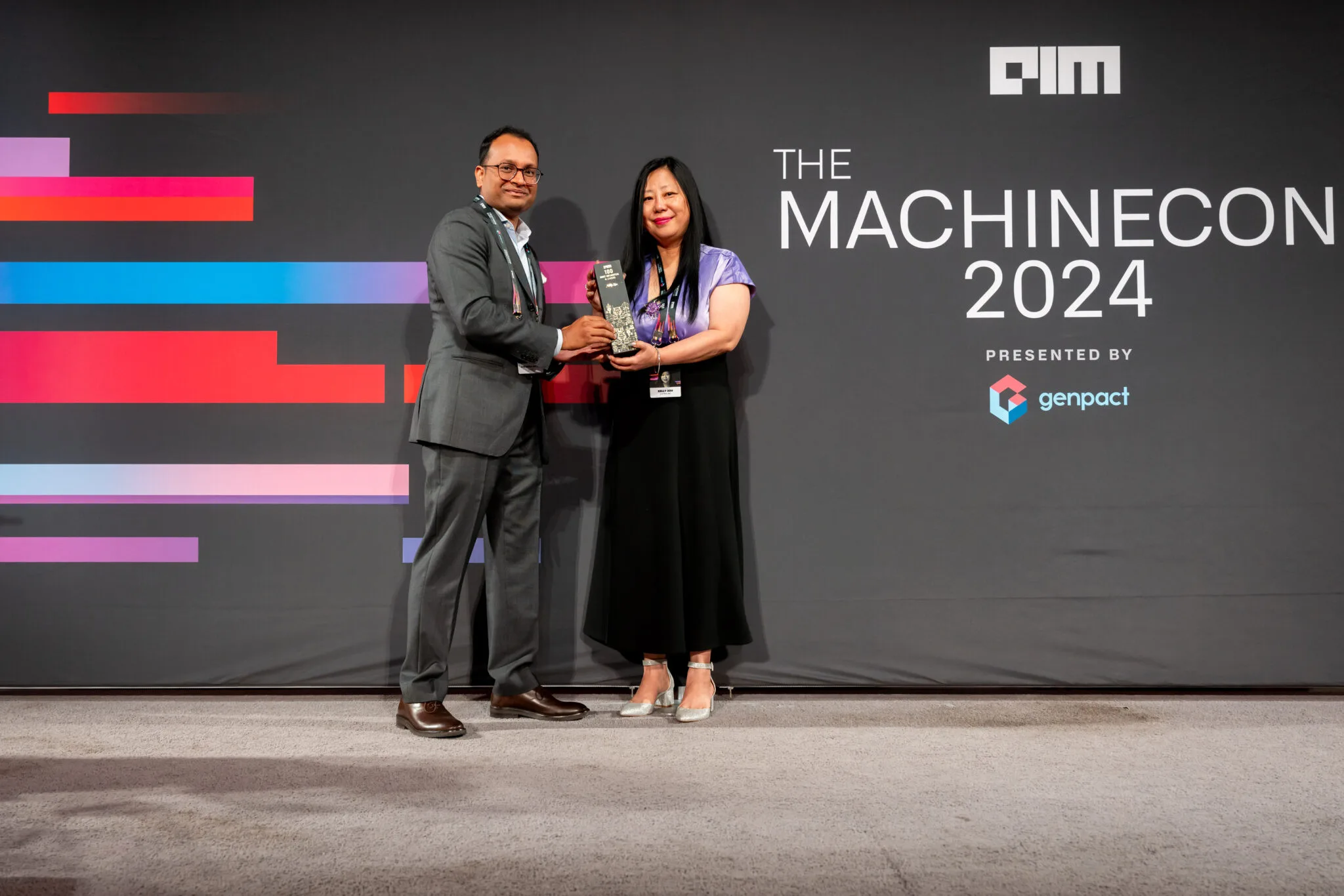 Award presentation on stage at MachineCon New York 2024