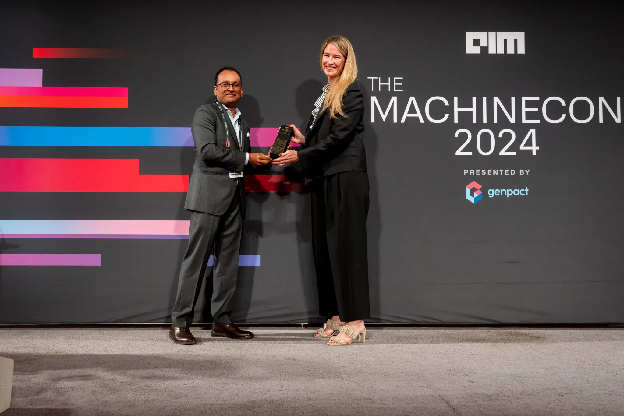 Award presentation on stage at MachineCon New York 2024