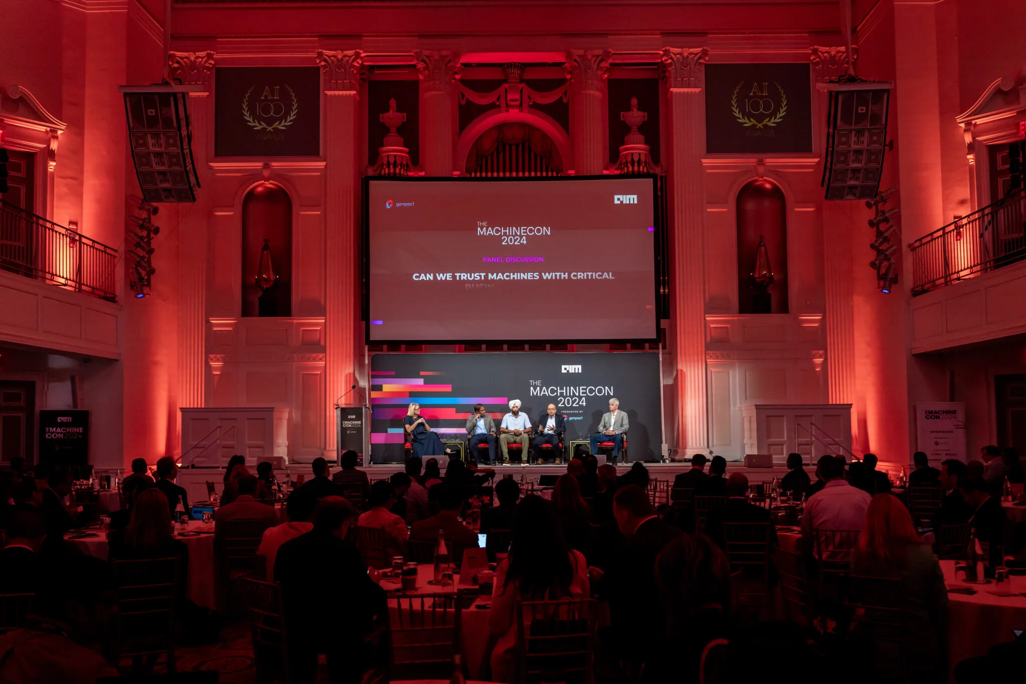 Panel discussion on stage at MachineCon New York 2024