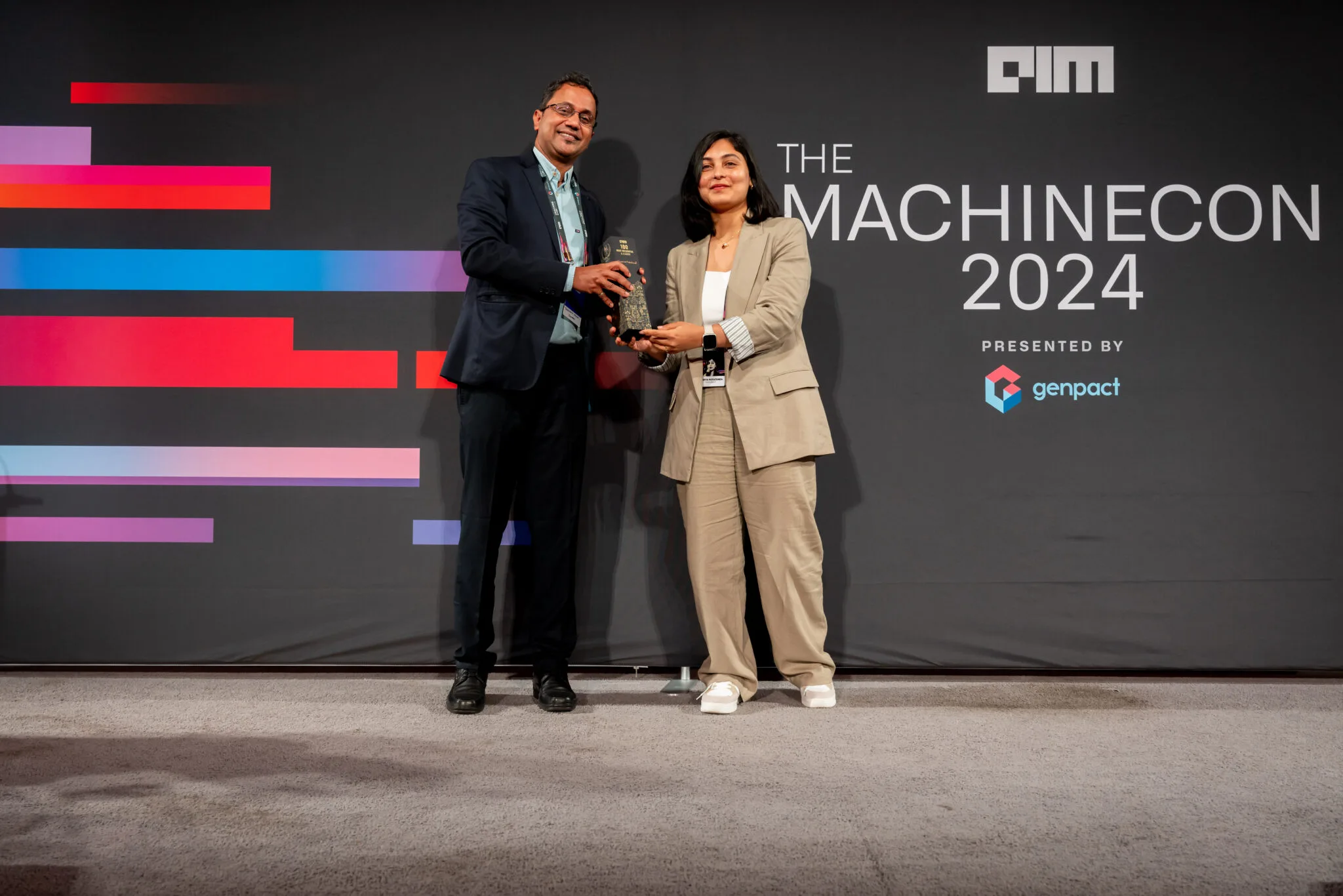 Award presentation on stage at MachineCon New York 2024