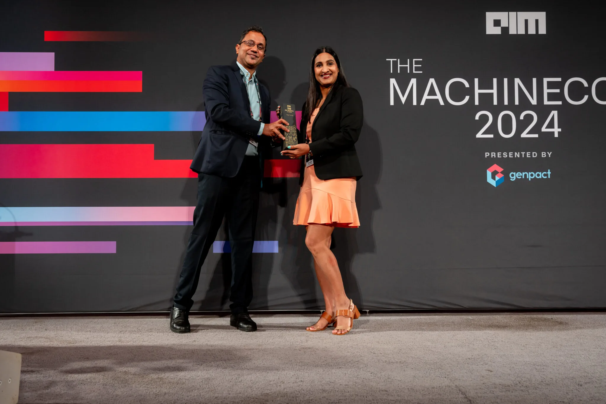 Award presentation on stage at MachineCon New York 2024