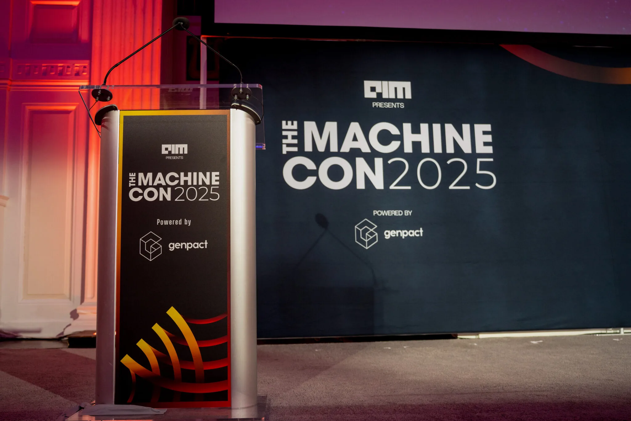 Empty stage and podium at MachineCon New York 2025